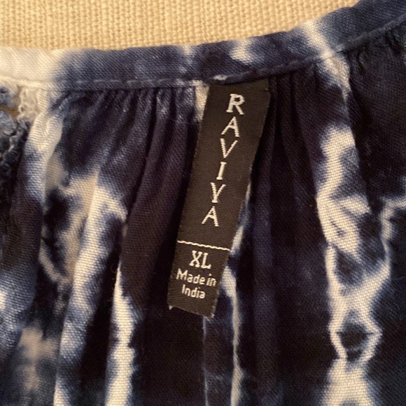 Raviya tie dye spaghetti strap crocheted trim flowy tunic style mini dress - Picture 6 of 10